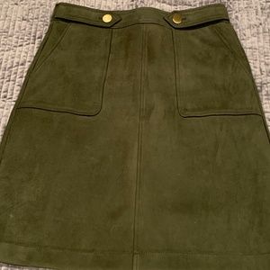 Olive microsuede skirt